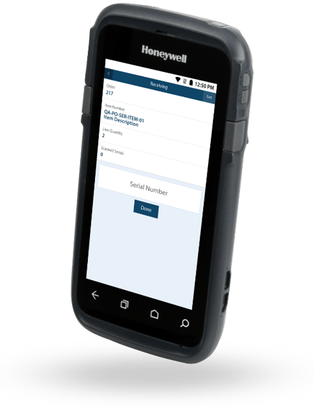 Healthcare supply chain management software on Honeywell device