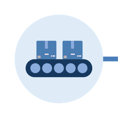 conveyor belt with packages on it icon